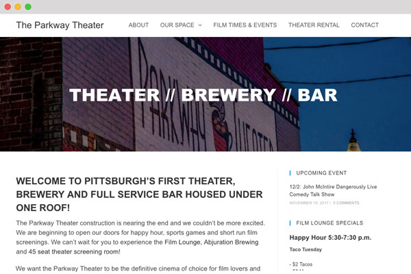 The Parkway Theater Responsice WordPress Website